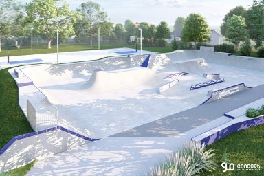 Conception d'un skatepark et d'une pumptrack en béton - Bialogard