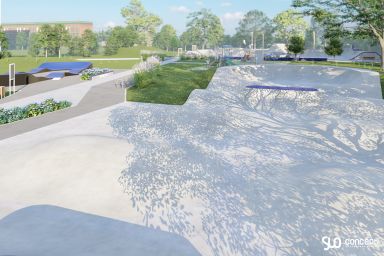 Entwurf eines Skateparks und einer Pumptrack-Anlage aus Beton - Bialogard