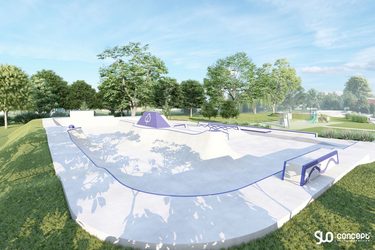 Entwurf eines Skateparks und einer Pumptrack-Anlage aus Beton - Bialogard