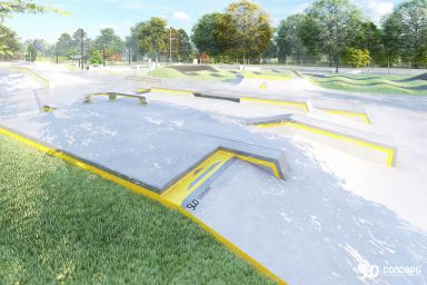 Entwurf eines Skateparks und einer Pumptrack-Anlage aus Beton - Zgorzelec