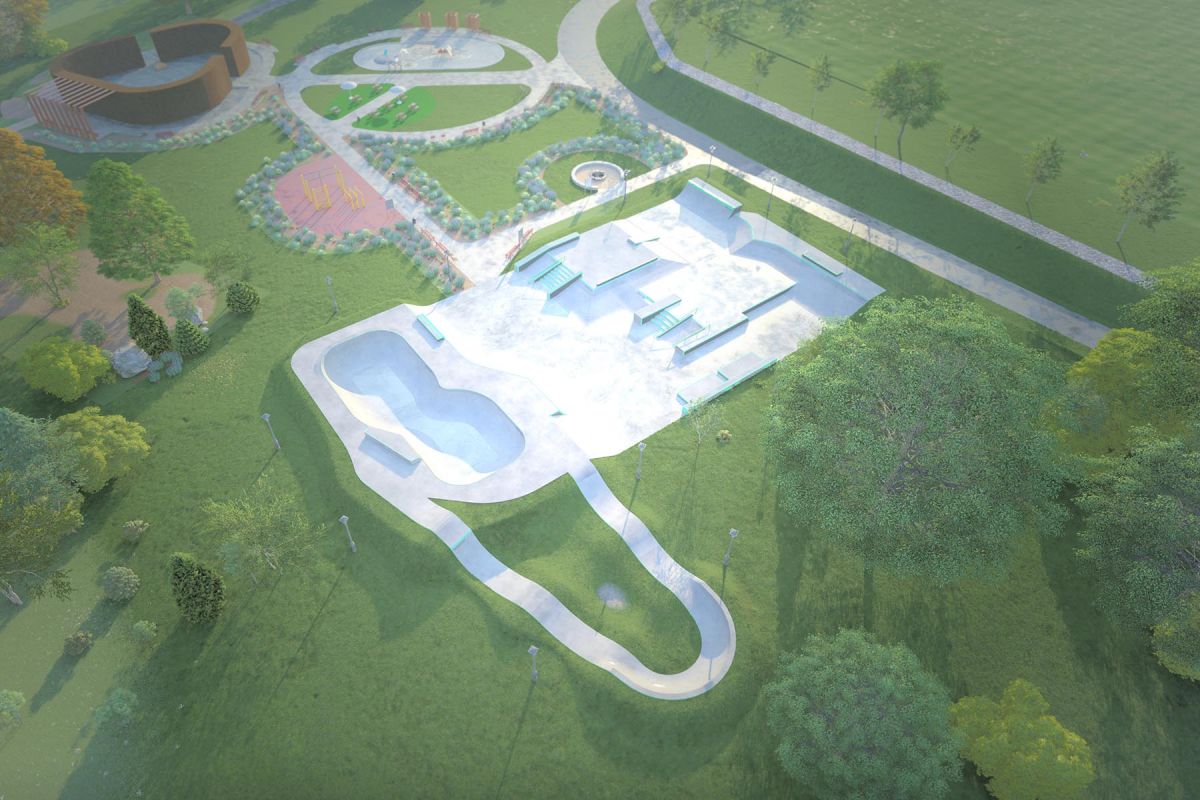 Entwurf eines Skateparks aus Beton – Wojkowice