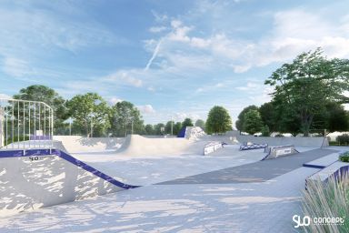 Entwurf eines Skateparks und einer Pumptrack-Anlage aus Beton - Bialogard