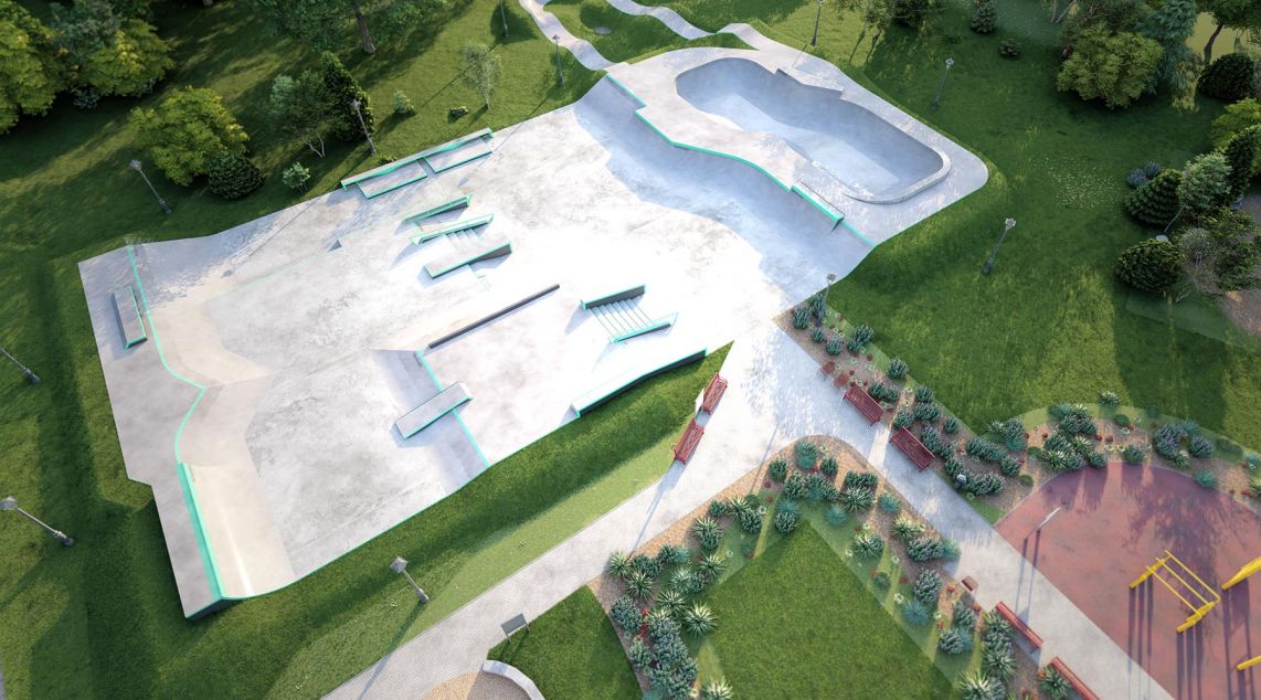 Le skatepark en béton de Wojkowice