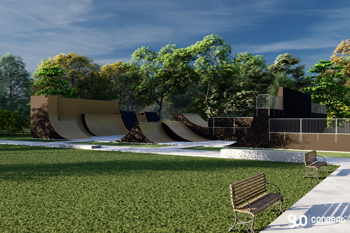 Projekt eines Skateparks aus Beton - Lędziny