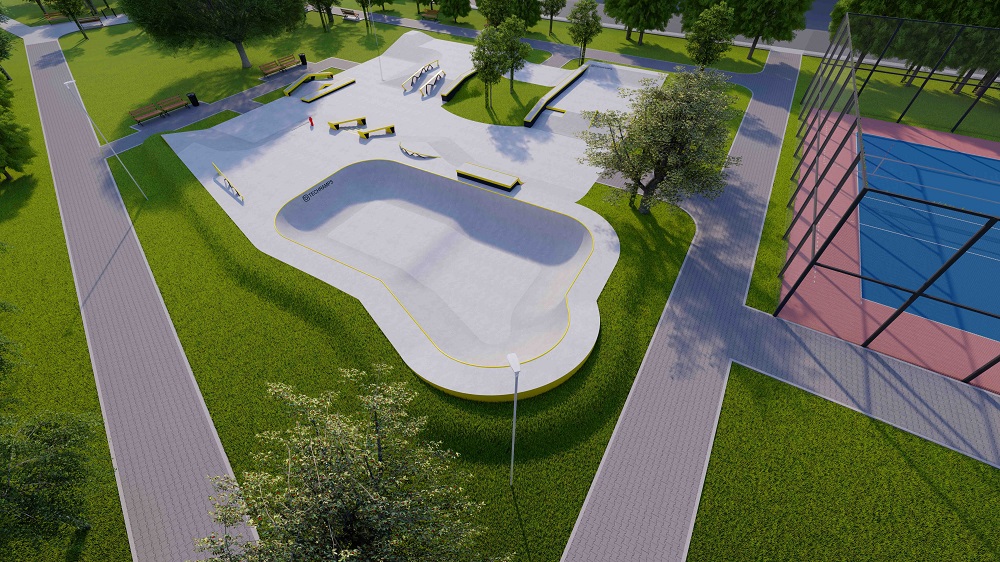 Projekt skateparku betonowego - Skatepark Wrocław (ul. Ślężna)