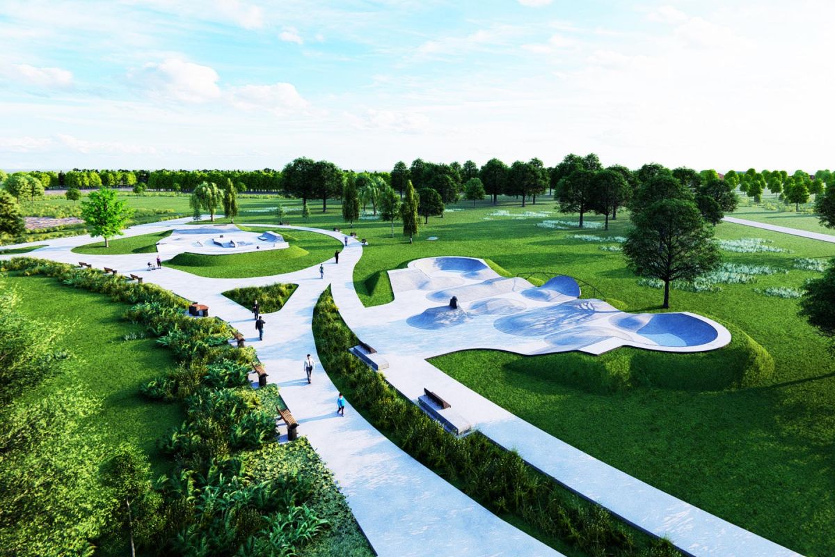 Projekt skateparku i pumptracku - Niepołomice Błonia 