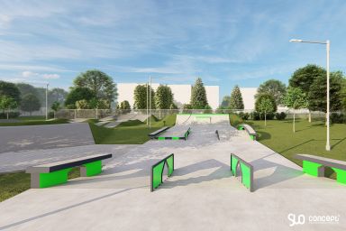 Entwurf eines Skateparks und einer Pumptrack-Anlage aus Beton - Wierzchowo
