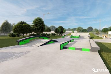 Entwurf eines Skateparks und einer Pumptrack-Anlage aus Beton - Wierzchowo