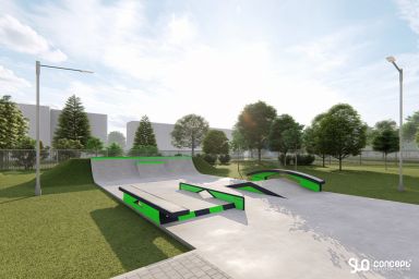 Entwurf eines Skateparks und einer Pumptrack-Anlage aus Beton - Wierzchowo