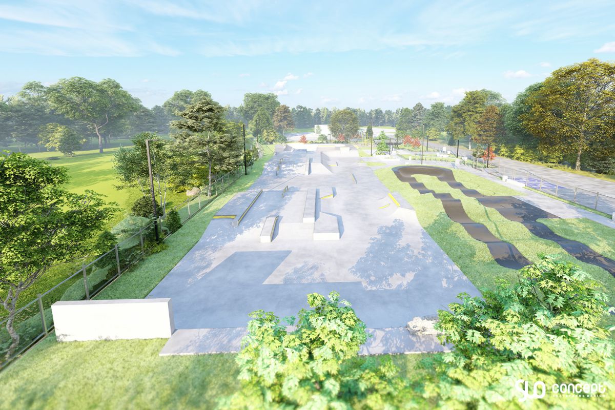 Entwurf eines Skateparks und einer Pumptrack-Anlage aus Beton - Zgorzelec