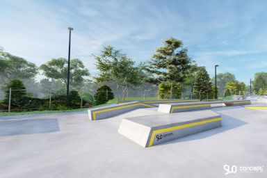 Entwurf eines Skateparks und einer Pumptrack-Anlage aus Beton - Zgorzelec