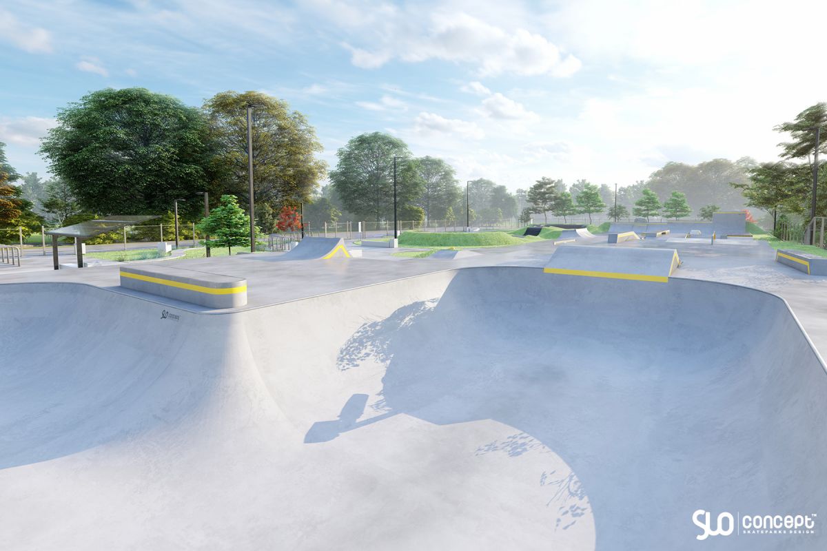 Entwurf eines Skateparks und einer Pumptrack-Anlage aus Beton - Zgorzelec