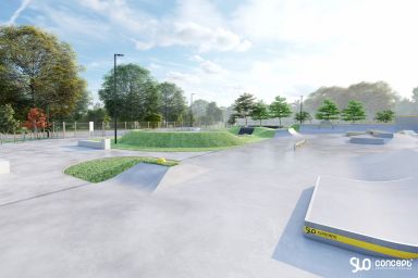 Entwurf eines Skateparks und einer Pumptrack-Anlage aus Beton - Zgorzelec